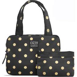 Karen Toiletry Bag Set - Black with Cream Dots