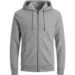 Jack & Jones Simple Zipped Hoodie - Grey/Light Grey Melange