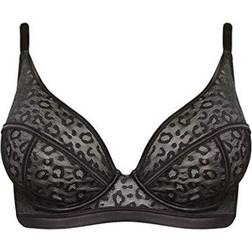 Figleaves Pimlico Sheer Leopard Bra - Black