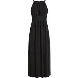 Vila Milina Pleated Halter Neck Maxi Dress - Black/Black