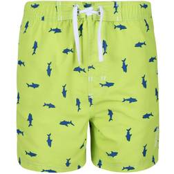 Regatta Kid's Skander II Swim Shorts - Electric Lime Shark Print