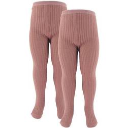 Name It Rib Tights 2-pack - Pink/Woodrose (13192399)