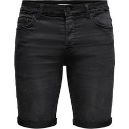 Only & Sons Life Reg Jog Denim Shorts - Black/Black Denim