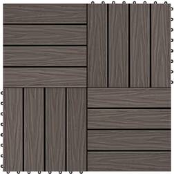 vidaXL Piastrelle 11 pz Goffrature WPC 30x30 cm 1 mq Marrone Scuro