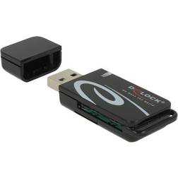 DeLock 91602 lector de tarjeta USB 2.0 Negro, Lector de tarjetas