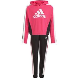 adidas Colorblock Crop Top Tracksuit - Team Real Magenta/White/Black (GT6907)