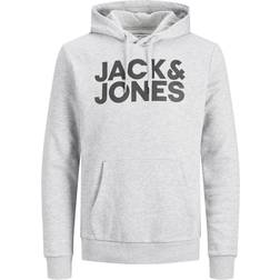 Jack & Jones Logo Decorated Hoodie - Grey/Light Grey Melange