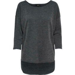 Only Camiseta Alba 3/4 Dark Gris Mujer - Multicolor