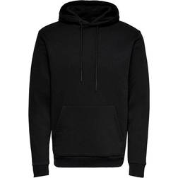 Only & Sons Solid Colored Hoodie - Black/Black