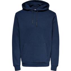 Only & Sons Solid Colored Hoodie - Blue/Dress Blues