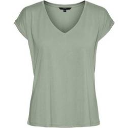 Vero Moda V-neck Short Sleeved Top - Green/Desert Sage