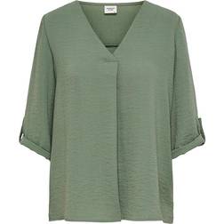 Only Divya Solid Bluse med 3/4 Ærme - Green/Sea Spray