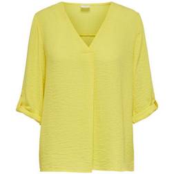 Only Divya Solid Top with 3/4th Sleeve - Yellow/Yellow Cream