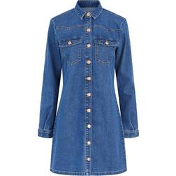 Pieces Perry Denim Dress - Medium Blue Denim