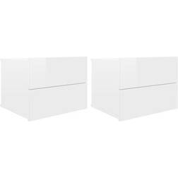 vidaXL High Gloss Chipboard Bedside Table 30x40cm 2pcs