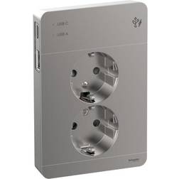 Schneider Electric Pistorasia 2-osainen Peitelevyllä 2x USB Lataus A+C 3A