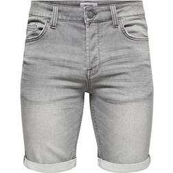 Only & Sons Ply Regular Jog Denim Shorts - Grey/Grey Denim