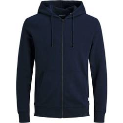 Jack & Jones Plain Zipped Hoodie - Blue/Navy Blazer