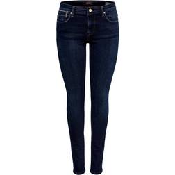 Only Lisa Reg Zip Skinny Fit Jeans - Blue/Dark Blue Denim