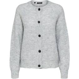 Selected Wool Blend Cardigan - Grey/Light Grey Melange