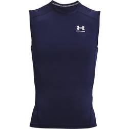 Under Armour HeatGear Men's Compression Sleeveless Tank Tops - Midnight Navy/White
