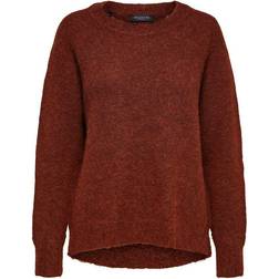 Selected Rounded Wool Mixed Sweater - Red/Smoked Peppers