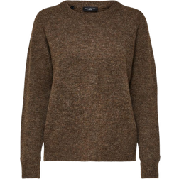 Selected Rounded Wool Mixed Sweater- Brown/Dachshund