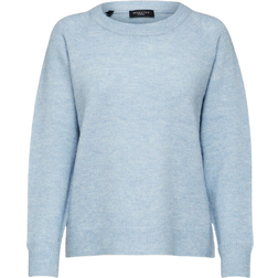 Selected Rounded Wool Mixed Sweater - Blue/Cashmere Blue