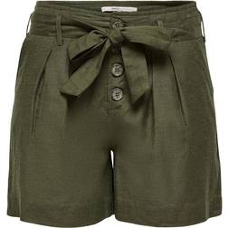 Only High Waist Belt Shorts - Green/Forest Night