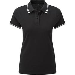 ASQUITH & FOX Women’s Classic Fit Tipped Polo - Black/White