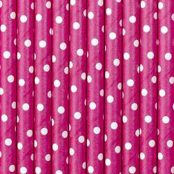 PartyDeco Straws Dark Pink/White 10-pack