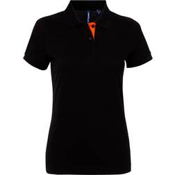 ASQUITH & FOX Short Sleeve Contrast Polo Shirt - Black/ Orange