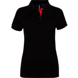 ASQUITH & FOX Short Sleeve Contrast Polo Shirt - Black/ Red