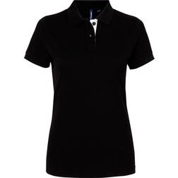 ASQUITH & FOX Short Sleeve Contrast Polo Shirt - Black/ White