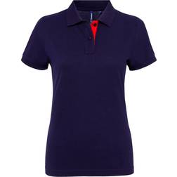 ASQUITH & FOX Short Sleeve Contrast Polo Shirt - Navy/ Red