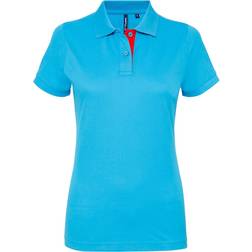 ASQUITH & FOX Korte Mouwen Contrast Poloshirt Turquoise/Rood