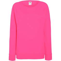 Fruit of the Loom Ladies Lightweight Raglan Sweatshirt - Fuchsia