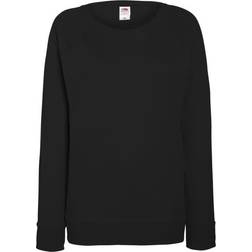 Fruit of the Loom Ladies Lightweight Raglan Sweatshirt - Black