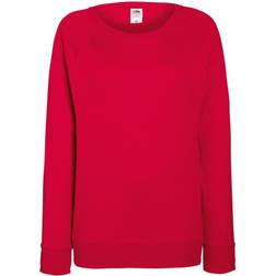 Fruit of the Loom Ladies Lightweight Raglan Sweatshirt - Red