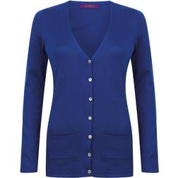 Henbury V-Neck Button Pocket Cardigan - Royal