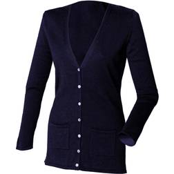 Henbury V-Neck Button Pocket Cardigan - Navy