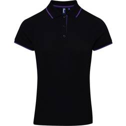 Premier Women's Contrast Tipped Coolchecker Polo Shirt - Black/Purple