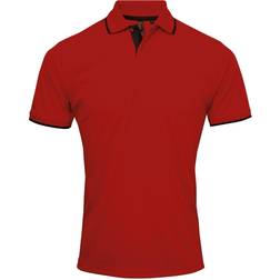 Premier Contrast Coolchecker Polo Shirt - Red/Black