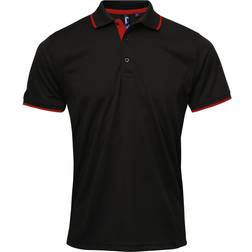 Premier Contrast Coolchecker Polo Shirt - Black/Red