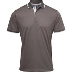 Premier Herencontrast Coolchecker Polo Shirt - Donkergrijs/Zilver