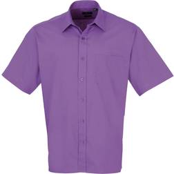 Premier Short Sleeve Formal Poplin Plain Shirt - Rich Violet