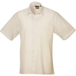 Premier Short Sleeve Formal Poplin Plain Shirt - Natural