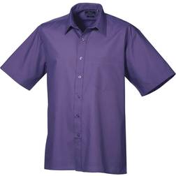 Premier Short Sleeve Formal Poplin Plain Shirt - Purple