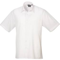 Premier Short Sleeve Formal Poplin Plain Shirt - White