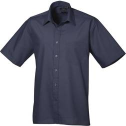 Premier Short Sleeve Formal Poplin Plain Shirt - Navy